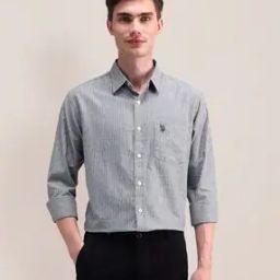 Men Striped Regular Fit Shirt with Patch Pocket-image-93