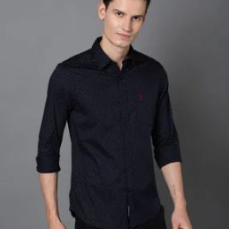 Men Micro Print Slim Fit Shirt with Patch Pocket-image-77
