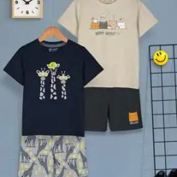 Boys Typographic Print Shorts & T-Shirt Set-image-26