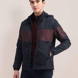 Men Colourblock Regular Fit Hooded Jacket-picture-13