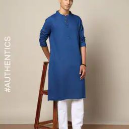 South Cotton Oxford Long Kurta with Side Pocket-image-86