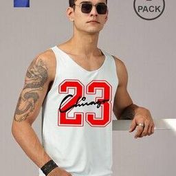 Men Pack of 2 Numeric Print Round-Neck Vests-image-1
