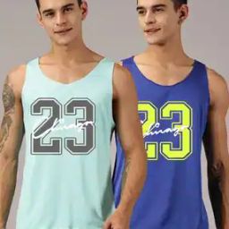Men Pack of 2 Numeric Print Round-Neck Vests-image-16