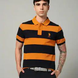Men Yarn-Dyed Striped Slim Fit Polo T-Shirt-image-40