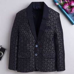 Men V-Neck Textured Blazer-image-39