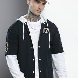 Men Street Colourblock Regular Fit Hooded Overshirt-image-62
