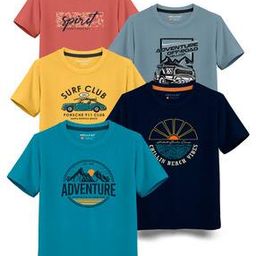 hellcat Pack of 5 Boy Regular Fit Round-Neck T-Shirts-picture-37