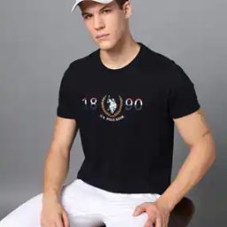Men Logo Print Slim Fit Crew-Neck T-Shirt-image-25