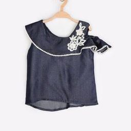 One-Shoulder Top with Laced Overlay-image-47