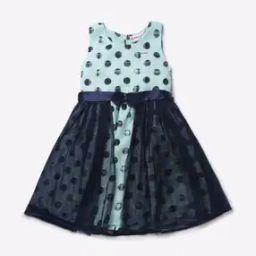 Polka-Dot Print Fit & Flare Dress with Contrast Overlay-picture-24