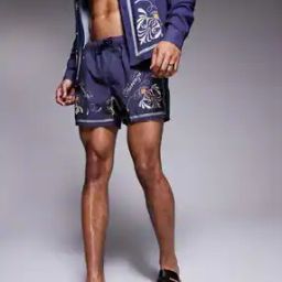 Co-Ord Swim Shorts with Pattern Boader-picture-24