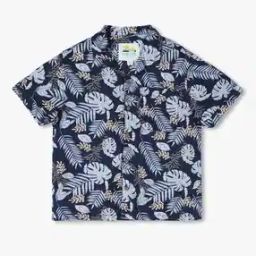 Boys Leaf Print Relaxed Fit Shirt with Patch Pocket-image-27
