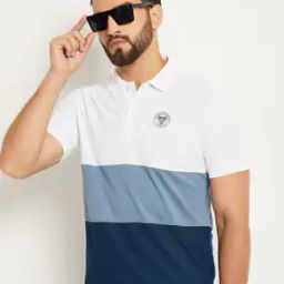 Men Colour-Block Regular Fit Polo T-Shirt-image-28
