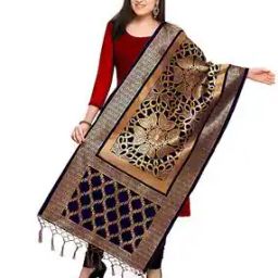 Floral Print Dupatta with Tassels-4