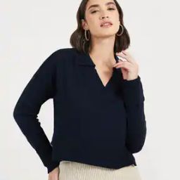 Women Pullover with Ribbed Hem-image-20