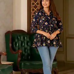 Women Floral Print Peplum Tunic-image-8
