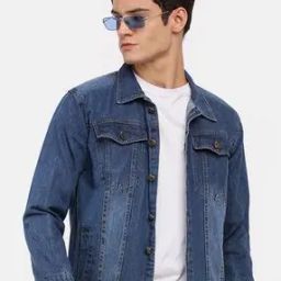 Men Slim-Fit Denim Jacket with Button-Closure-37