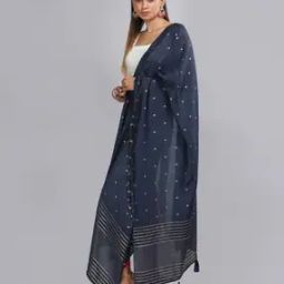 Women Striped Dupatta with Tassels-picture-43