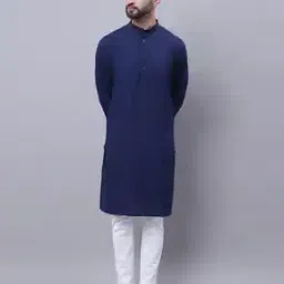 even Men Swiss Dot Regular Fit Kurta with Patch Pocket-picture-0