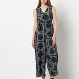 Printed V-Neck Jumpsuit with Waist Tie-Up-picture-32