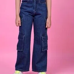 Girls Light Washed Baggy Jeans-image-49