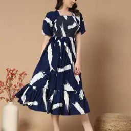 Women Abstract Fit and Flare Dress-image-76