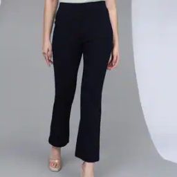 Women Flared Trousers with Insert Pockets-image-3