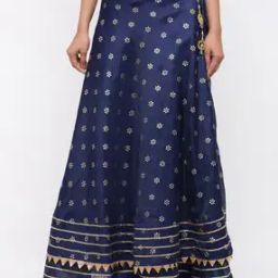 Floral Print Flared Skirt with Embellished-image-10