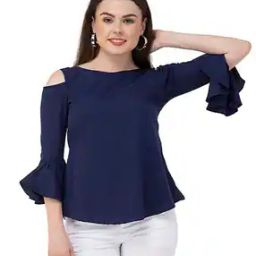 Cold-Shoulder Sleeves Slim Fit Top-image-55