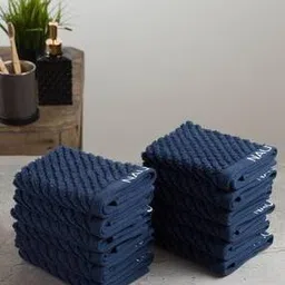 Set of 12 Striped Cotton Face Towels 12" x 12"-image-109