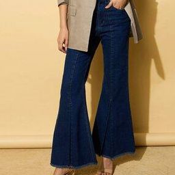 Women Bootcut Jeans with Frayed Hem-image-68