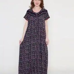Women Abstract Nightgown with Round Neck-image-34