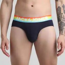 Men Typographic Print Briefs with Elasticated Waistband-image-99