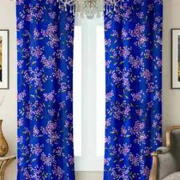 Set of 2 Floral Printed Long Door Curtains-5