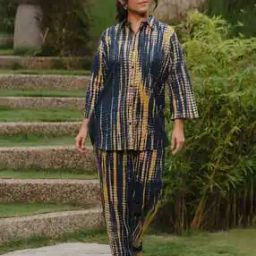 Women Printed Spread Collar Loungewear Set-image-46