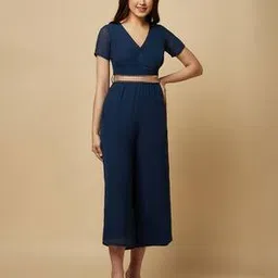V-Nedck Jumpsuit with Embellished Belt-image-24