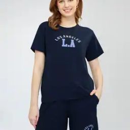 Women Typographic Print T-Shirt & Shorts Set-picture-38