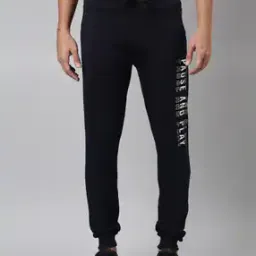 Men Typographic Print Joggers with Drawstrings-image-13