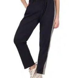 Women Straight Track Pants with Elasticated Drawstring Waist-image-27