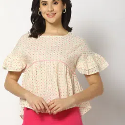 Polka Dot Peplum High-Low Top-image-76