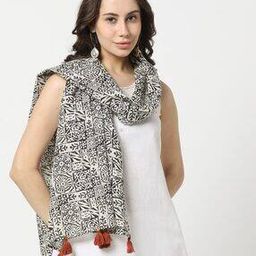Block Printed Scarf with Tassel Details-picture-17