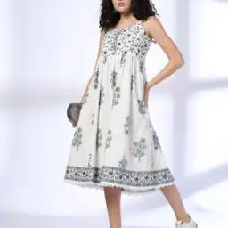 Women Floral Print Fit & Flare Dress-image-32