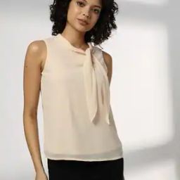 Women Slim Fit Top with Tie-Up Neck-image-25