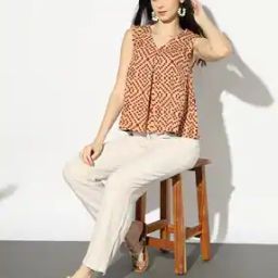 Geometric Printed A-Line Top-12