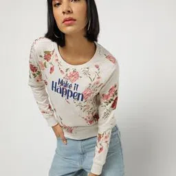 Floral Print Round-Neck Sweatshirt-image-37
