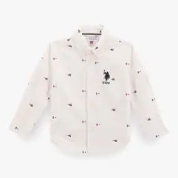 Boys Micro Print Regular Fit Cotton Shirt-picture-15