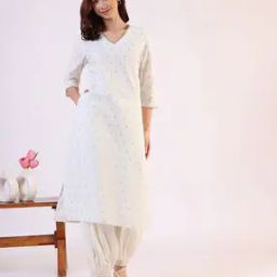 Women Geometric Print Cotton Straight Kurta-image-3