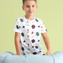 Boys Graphic Print Crew-Neck Cotton T-Shirt-image-49