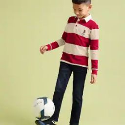 Boys Striped Regular Fit Polo T-Shirt-image-33