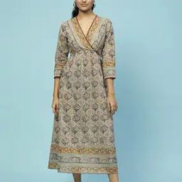 Printed A-Line Dress-image-9